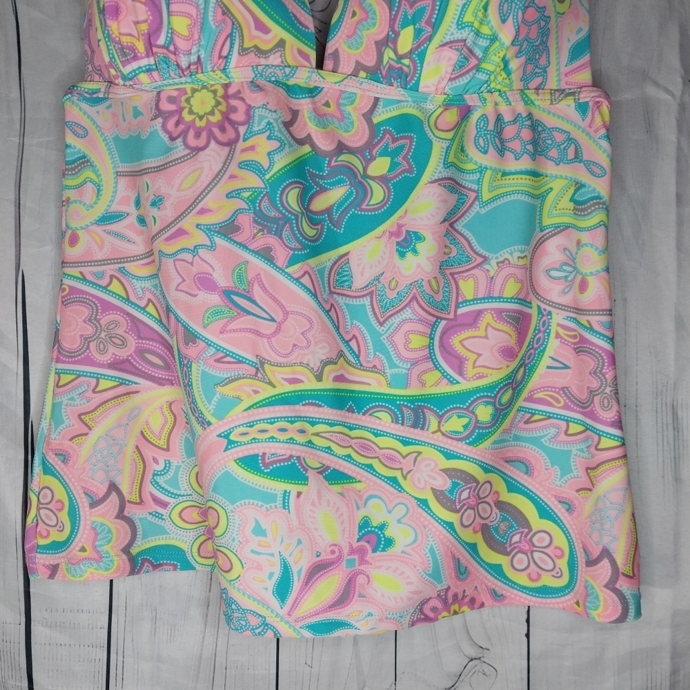 Red Camel Colorful Paisley Tankini Size L - Picture 3 of 10